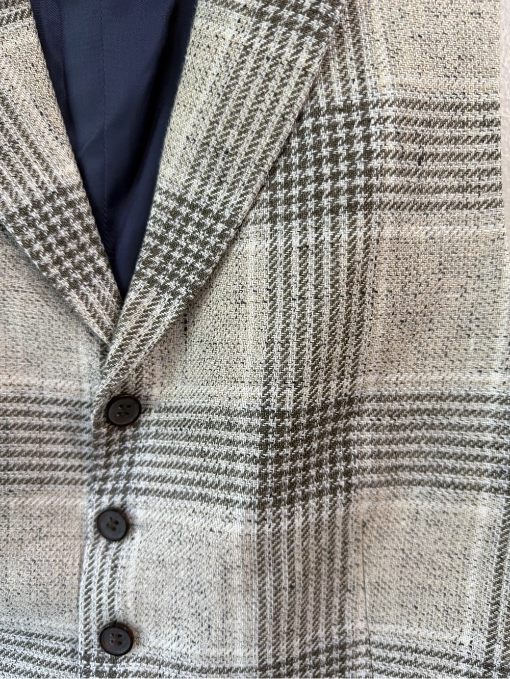 Suitsupply Waistcoat Italian Linen Plaid Suit Vest Gray Beige Men's Formal 44R